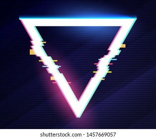 Geometric triangle banner with glitch effect and shining lights.