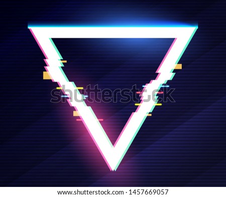 Geometric triangle banner with glitch effect and shining lights.