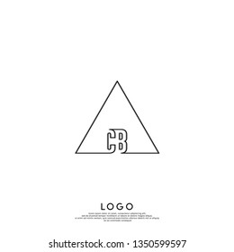 geometric triangle cb logo letter design concept