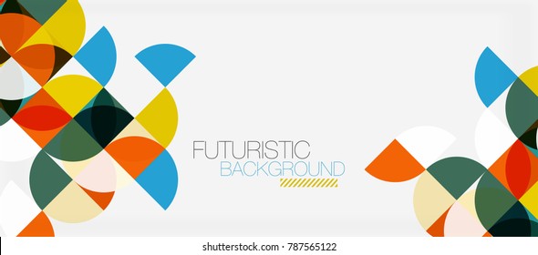 Geometric Triangle And Circle Shape, Wide Abstract Background. Vector Modern Minimalistic Business Or Technology Wallpaper, Backdrop For Presentation Or Banner