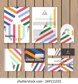 Geometric triangle corporate identity. Trendy business concept with logo design template. Vector illustration.