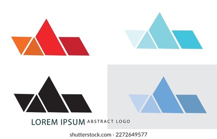 Logo de cubo de triángulo geométrico.diseño de ilustración vectorial, arte de línea curva. plantilla de diseño de icono de logotipo abstracto comercial colorido.Elementos de diseño con plantilla de tarjeta de visita. para el logotipo de la empresa.
