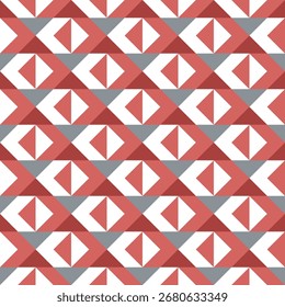 Geometric Triangle Diamond Shape Seamless Pattern Illustration in Red and Gray