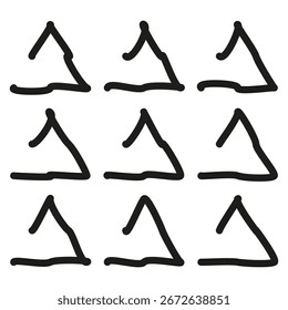 Geometric triangle elements. Abstract sharp shapes. Grunge outline texture. Vector simple forms. EPS 10.