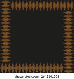 Geometric triangle frame. Sharp border pattern. Golden black contrast. Vector ornamental edge.