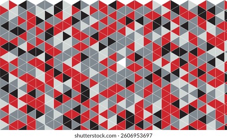 Geometric Triangle Grid Red, Gray and Black Vertical Pattern
