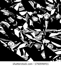 Geometric triangle Grunge style abstract pattern. Background. Brush pattern. White and black vector.
