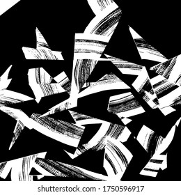 Geometric triangle Grunge style abstract pattern. Background. Brush pattern. White and black vector.