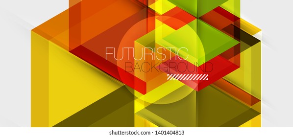 Geometric triangle and hexagon abstract background, vector illustration