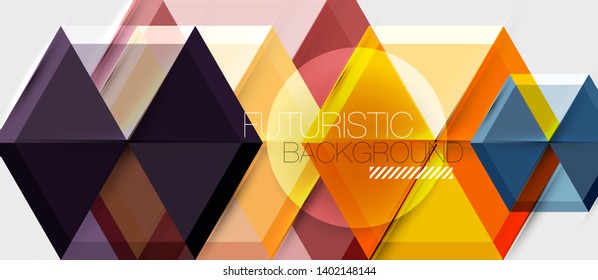 Triángulo geométrico y fondo abstracto hexagonal, ilustración vectorial