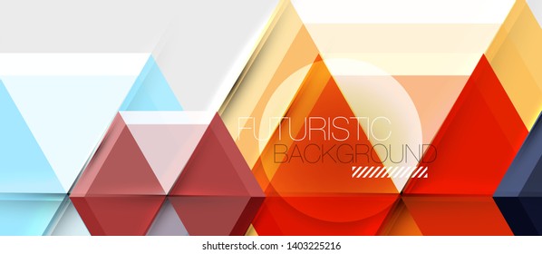 Triángulo geométrico y fondo abstracto hexagonal, ilustración vectorial