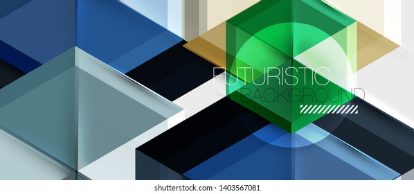 Geometric triangle and hexagon abstract background, vector illustration