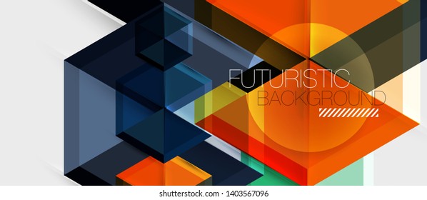Geometric triangle and hexagon abstract background, vector illustration