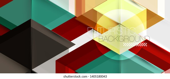 Geometric triangle and hexagon abstract background, vector illustration