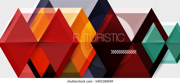 Triángulo geométrico y fondo abstracto hexagonal, ilustración vectorial