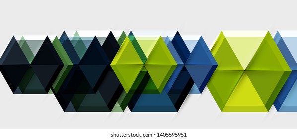 Geometric triangle and hexagon abstract background, vector illustration