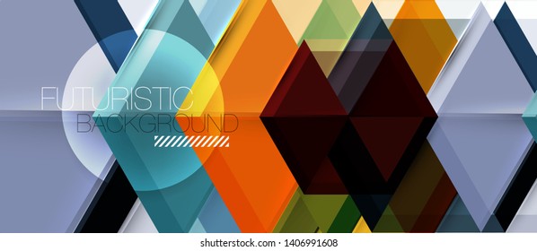 Geometric triangle and hexagon abstract background, vector illustration
