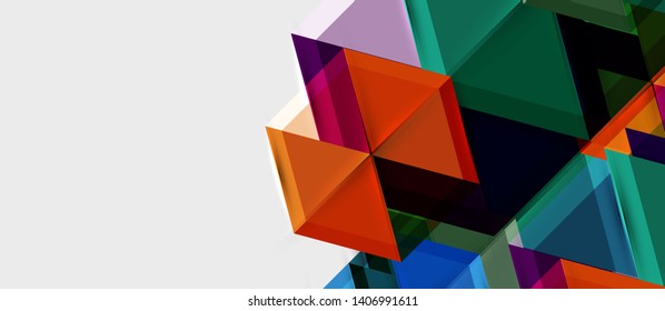 Geometric triangle and hexagon abstract background, vector illustration