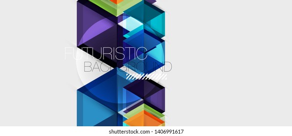 Geometric triangle and hexagon abstract background, vector illustration