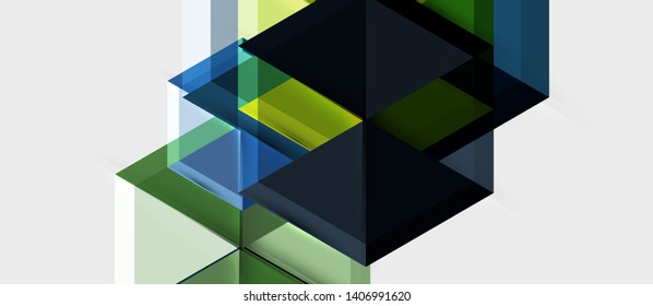 Triángulo geométrico y fondo abstracto hexagonal, ilustración vectorial