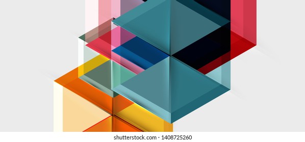 Geometric triangle and hexagon abstract background, vector illustration