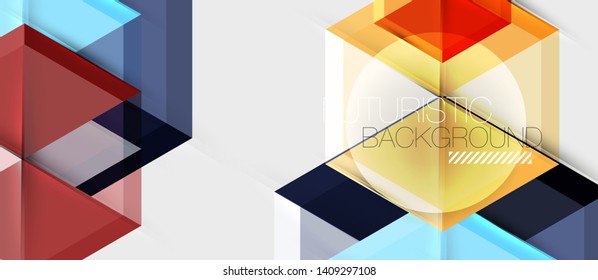 Geometric triangle and hexagon abstract background, vector illustration