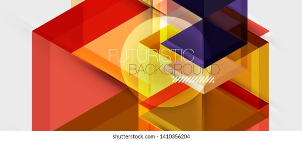 Geometric triangle and hexagon abstract background, vector illustration