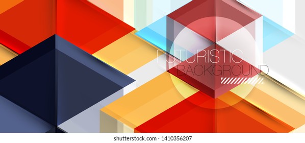 Geometric triangle and hexagon abstract background, vector illustration