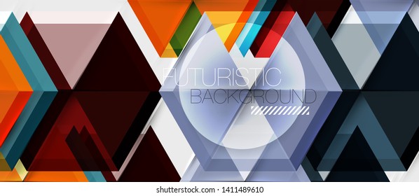 Geometric triangle and hexagon abstract background, vector illustration