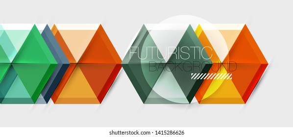 Geometric triangle and hexagon abstract background, vector illustration
