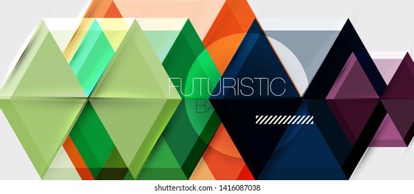Geometric triangle and hexagon abstract background, vector illustration
