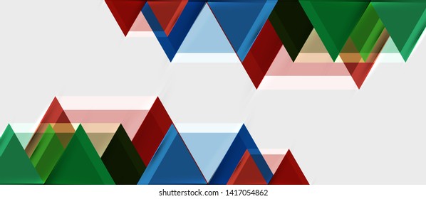 Triángulo geométrico y fondo abstracto hexagonal, ilustración vectorial