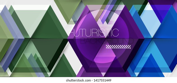 Geometric triangle and hexagon abstract background, vector illustration