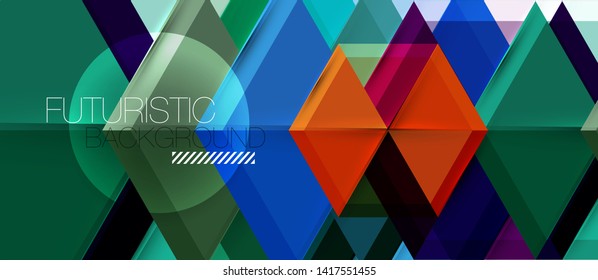 Geometric triangle and hexagon abstract background, vector illustration
