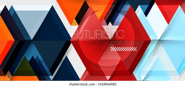 Geometric triangle and hexagon abstract background, vector illustration