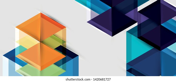 Geometric triangle and hexagon abstract background, vector illustration