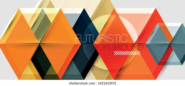 Geometric triangle and hexagon abstract background, vector illustration