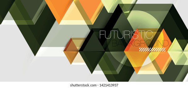 Geometric triangle and hexagon abstract background, vector illustration