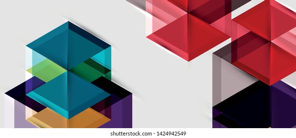 Triángulo geométrico y fondo abstracto hexagonal, ilustración vectorial
