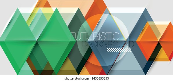 Triángulo geométrico y fondo abstracto hexagonal, ilustración vectorial