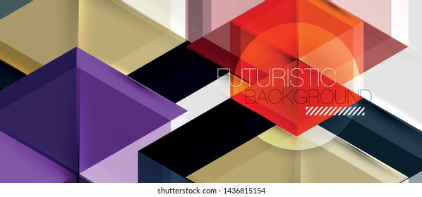 Geometric triangle and hexagon abstract background, vector illustration