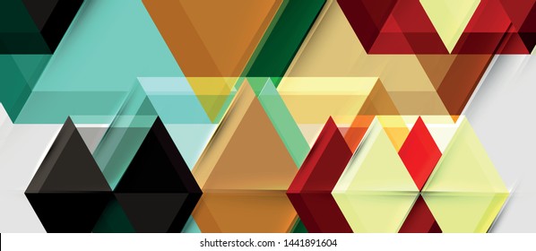 Geometric triangle and hexagon abstract background, vector illustration