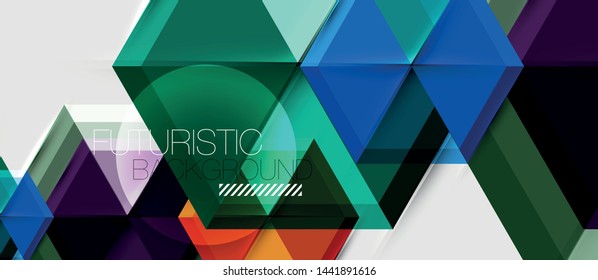 Geometric triangle and hexagon abstract background, vector illustration