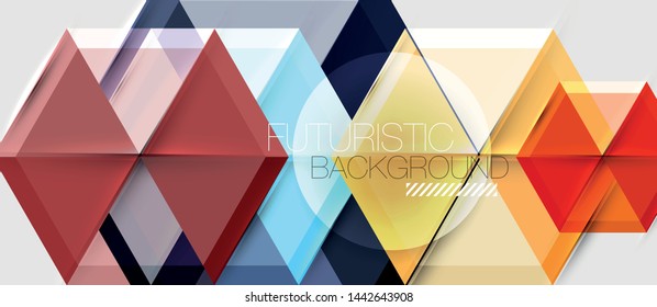 Geometric triangle and hexagon abstract background, vector illustration