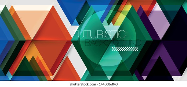 Geometric triangle and hexagon abstract background, vector illustration