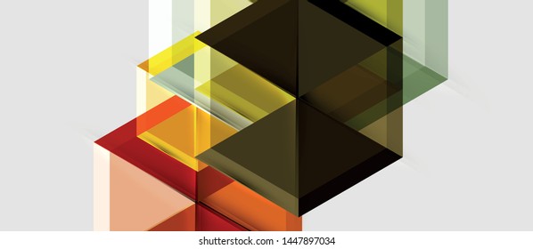 Triángulo geométrico y fondo abstracto hexagonal, ilustración vectorial