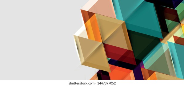 Geometric triangle and hexagon abstract background, vector illustration