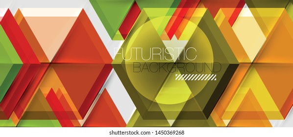 Triángulo geométrico y fondo abstracto hexagonal, ilustración vectorial