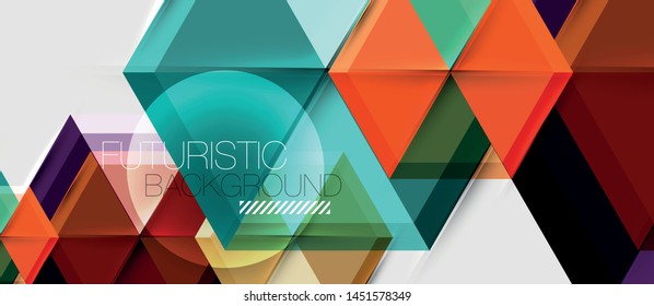 Geometric triangle and hexagon abstract background, vector illustration