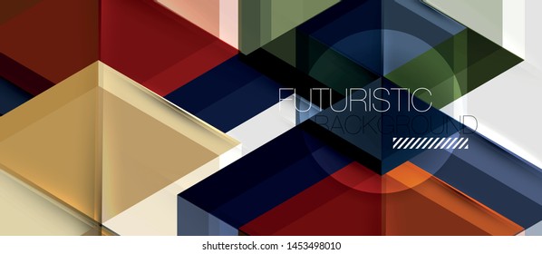 Geometric triangle and hexagon abstract background, vector illustration